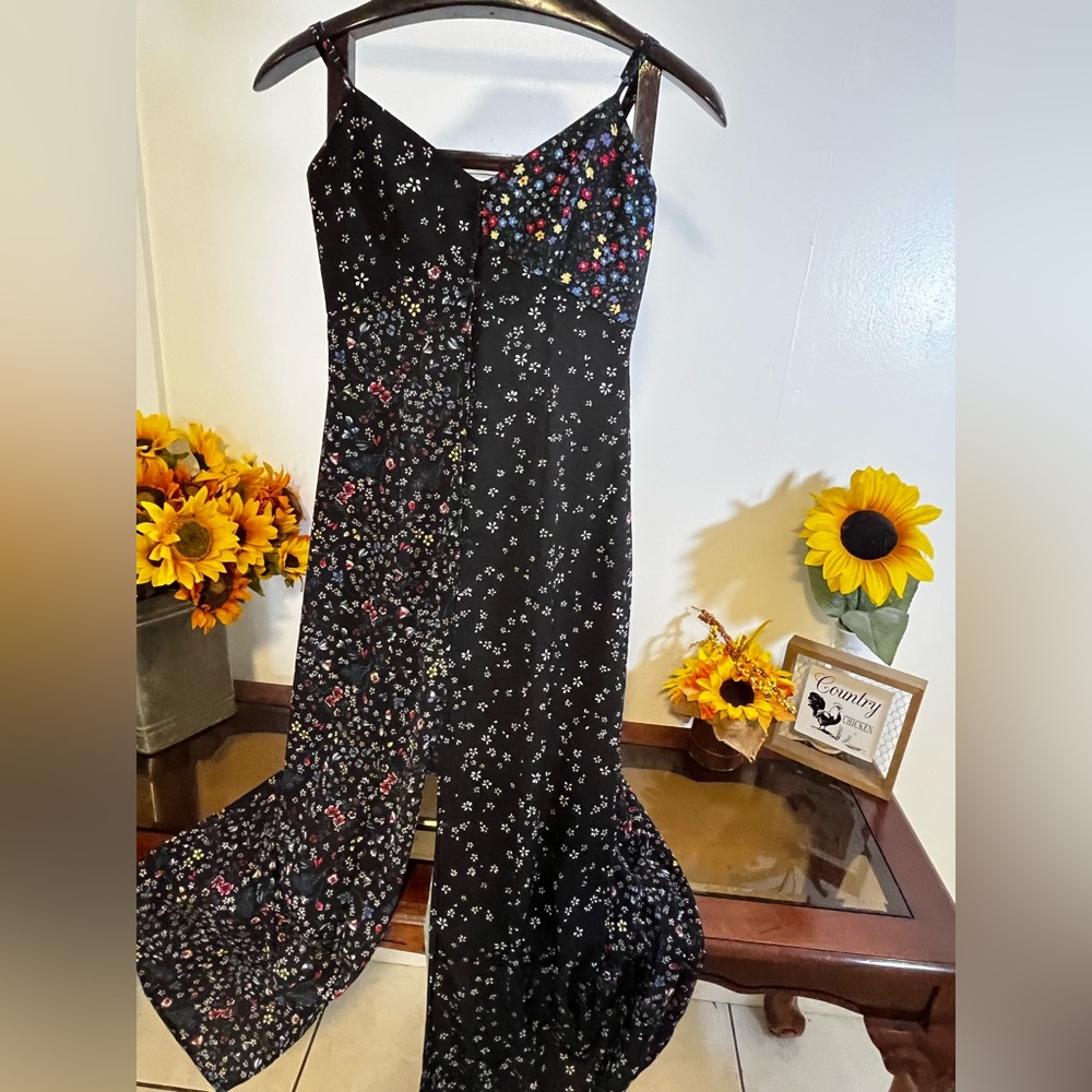 French Connection Floral Patchwork Midi Dress Bla… - image 2